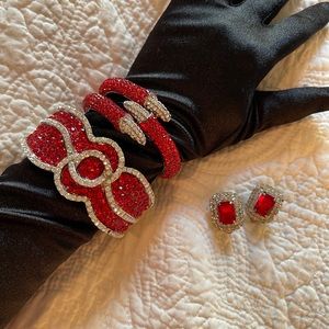 Vintage Crystal Bracelets and Clip Earrings